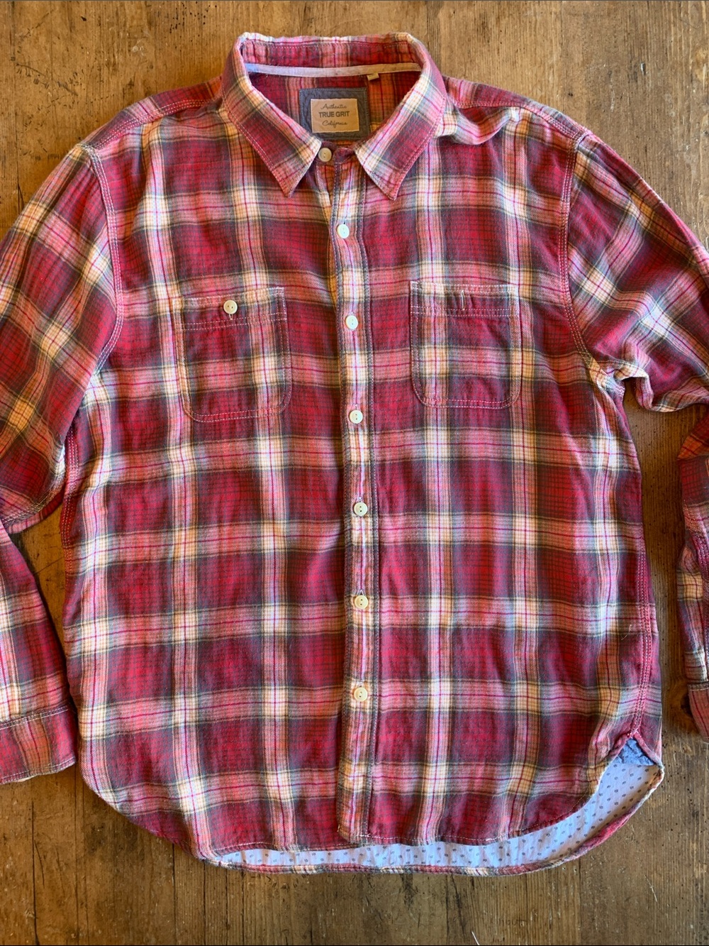 True Grit Vintage-Style Red Plaid Button-Down Shirt - Men's